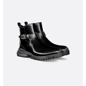 DIOR HOMME Men's Luxury Leather Buckle Strap Ankle Boots Men BLACK